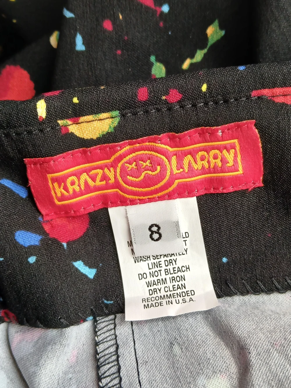 Krazy Larry Black Splatter Pull-On Pants Size 8